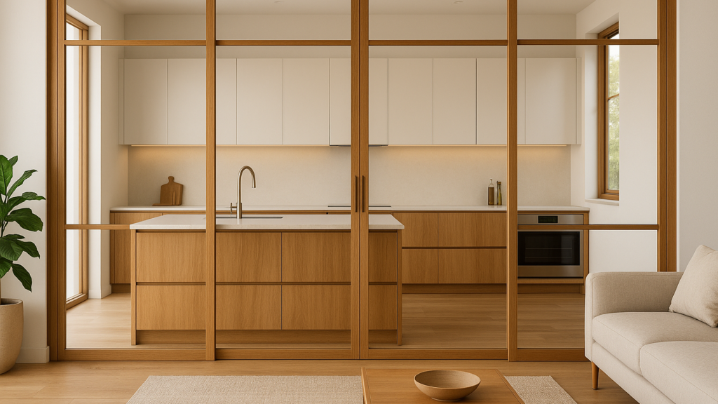 una cocina acristalada