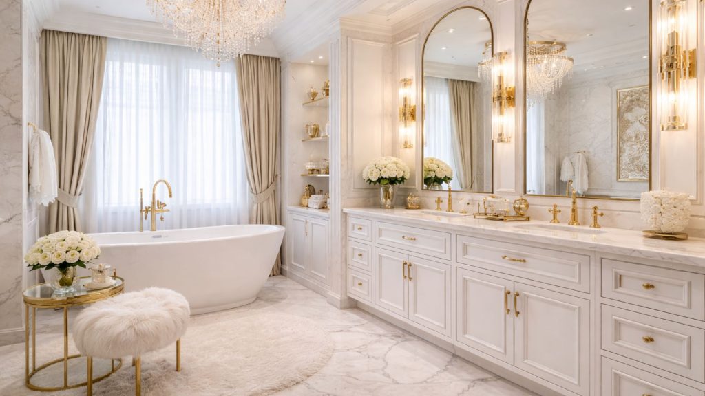 Decoración baño estilo glam
