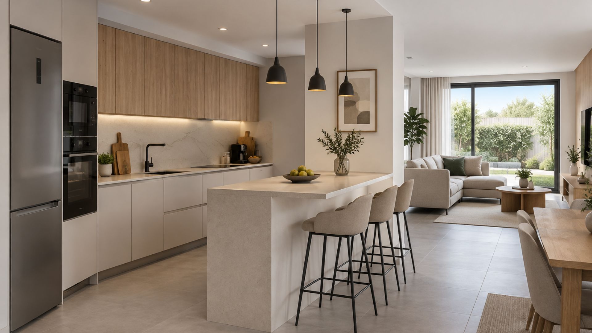 Isla en cocina moderna