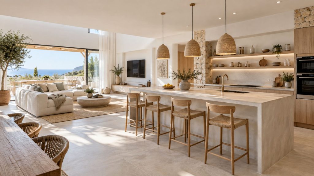 Peninsula en cocina mediterranea