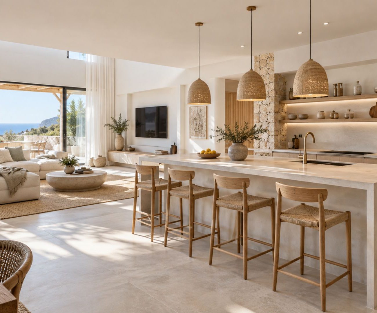 Peninsula en cocina mediterranea